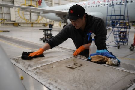 Aircraft Maintenance Engineer, Air Canada, Kwanghoon Lee at the Air Canada Hangar. (Arrow International Media Ltd & Cantina Media)