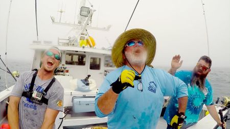 Gloucester, MA -  First Mate Jarrett Przybyszewski, Co-Owner Tim Ott and Deckhand Mike Ott on the Hot Tuna. (PFTV)