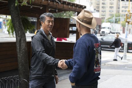 Al Kim and Kevin Shea, who both worked for emergency services during the 9/11 attacks, are reunited after many years. (National Geographic/Virginia Sherwood)