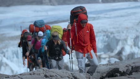 Alex Honnold leads the rocky hike.  (photo credit: National Geographic/Pablo Durana)